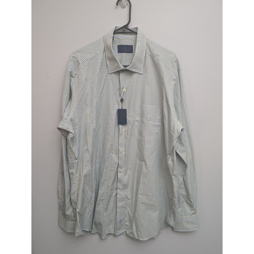 D5 NWT MEN'S DAVID DONAHUE PLAID SHIRT Size Large Long‎ Sleeve  100% Cotton